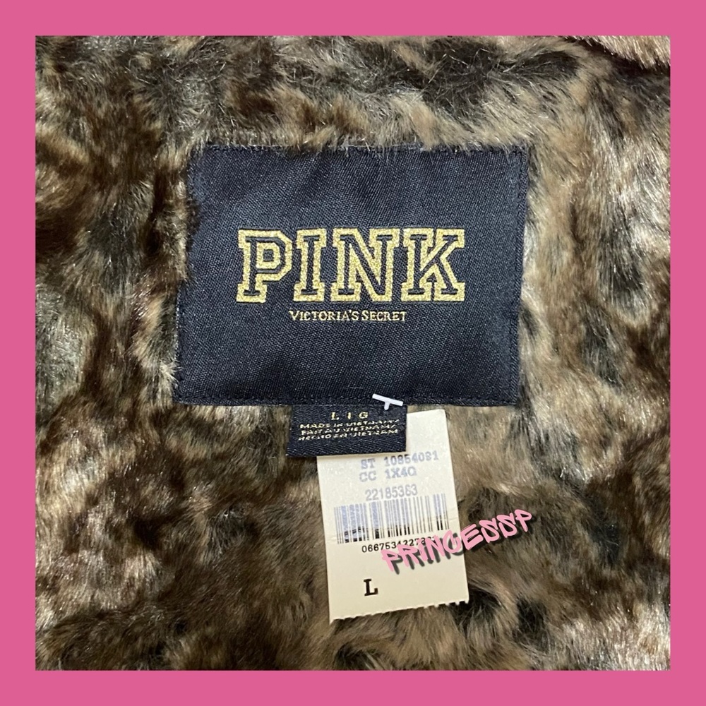 RARE PINK VS BLING FULL ZIP FUR LINED HOODIE COAT JACKET - Picture 9 of 9